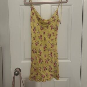 Zara yellow floral silk mini dress